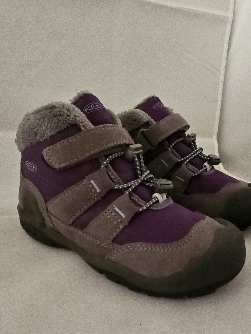 Keen Kids Purple and Brown Insulated Strap Boots Sz 12T